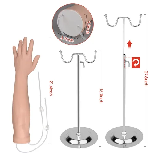 Miniatura 6 de Kit de práctica de flebotomía SimCoach para entrenamiento de inyección, kit de práctica IV con brazo de flebotomía, kit de práctica de venopunción