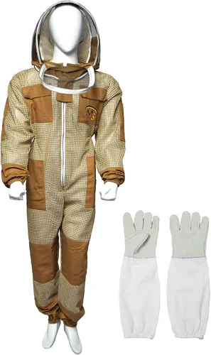 MS Traje de abeja profesional de 3 capas Apiarist ventilado apicultor traje protector con un par de guantes apicultura traje apícola traje a prueba