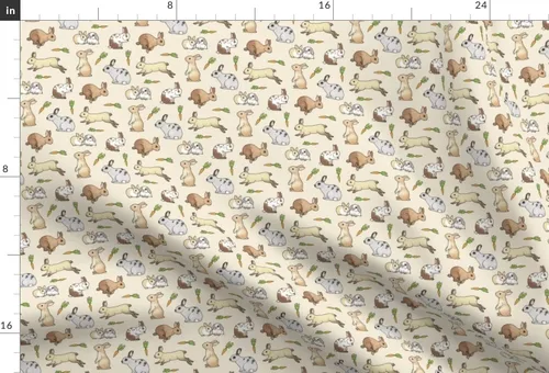 Miniatura 3 de Spoonflower Tela – Conejos conejo mascota zanahoria lindo animal impreso en tela de gasa cuarto gordo – costura moda vestidos decoración del hogar