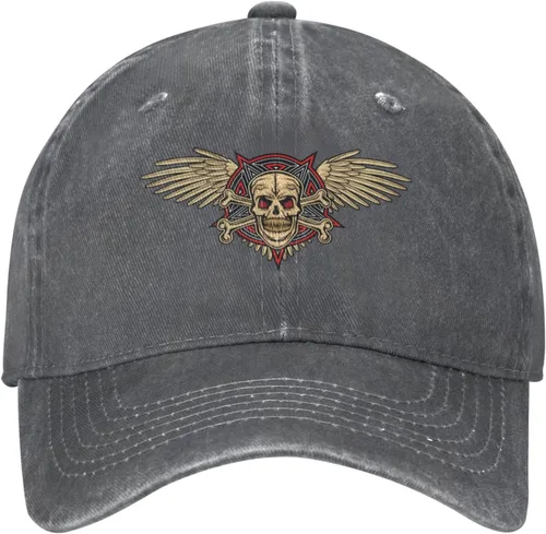 Miniatura 2 de Cowboy Hat Trendy Hats for Man and Women Djustable Four Season Outdoor Baseball Cap of Hell Skull with Angel Deep Heather