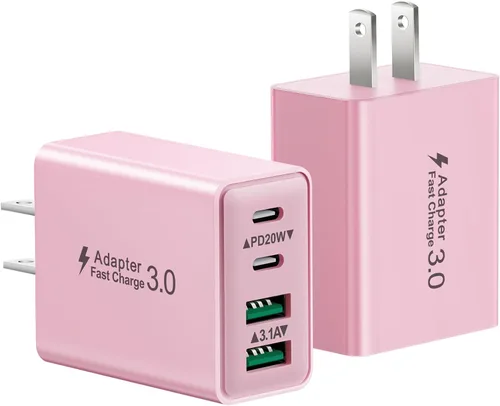 Miniatura 19 de Bloque de carga USB C, cargador de pared USB C de 40 W, adaptador de corriente PD de doble puerto, enchufe de pared QC USB C, bloque de carga rápida