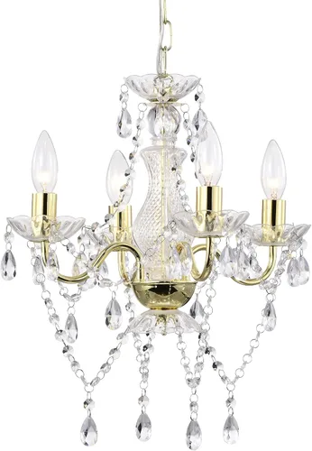 Miniatura 14 de LaLuLa Mini Lámpara de Araña con Cristales de Acrílico Lámpara de Araña Rosa de 4 Luces Lámparas de Araña Modernas para Dormitorio y Habitación