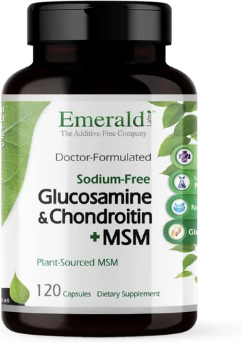 Emerald Labs Glucosamina y condroitina con MSM - Suplemento para la salud ósea y las articulaciones - Sin gluten - 120 cápsulas (suministro para 30
