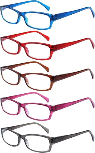 Paquete de 5 lentes de lectura para computadora para hombres y mujeres, antifatiga ocular, bloqueo de luz azul, para leer (colores mezclados, 1.50)