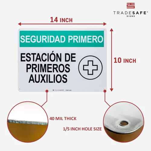 Miniatura 3 de TRADESAFE First Aid Station - Letrero de seguridad de primeros auxilios, seguridad primero estación de primeros auxiliares, señal de seguridad
