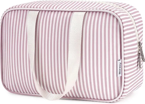 Miniatura 18 de Narwey Neceser de tamaño completo, bolsa de cosméticos grande, bolsa de maquillaje de viaje, organizador para mujeres y niñas, A-Negro, L, Bolsa