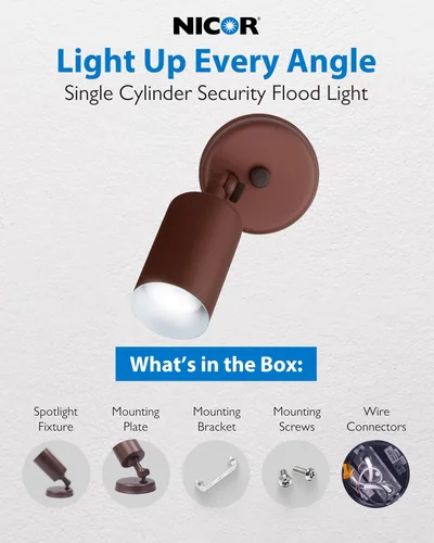 Miniatura 2 de NICOR Iluminación 50W bronce solo cilindro ajustable seguridad luz de inundación (11518)