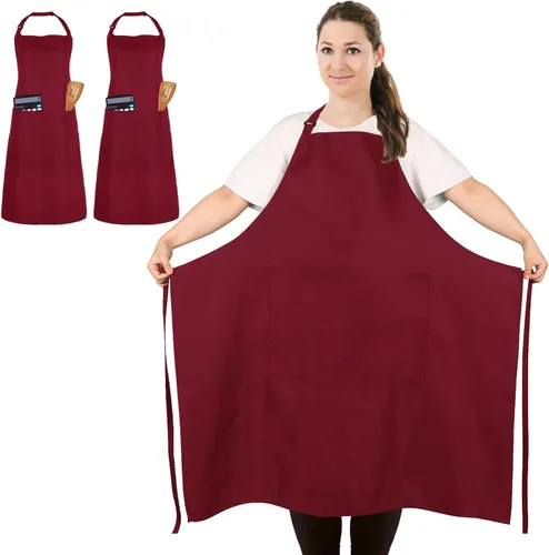 Miniatura 9 de 2 delantales de chef de talla grande, delantal profesional unisex con 2 bolsillos para cocinar, trabajar, hornear (tamaño más grande)