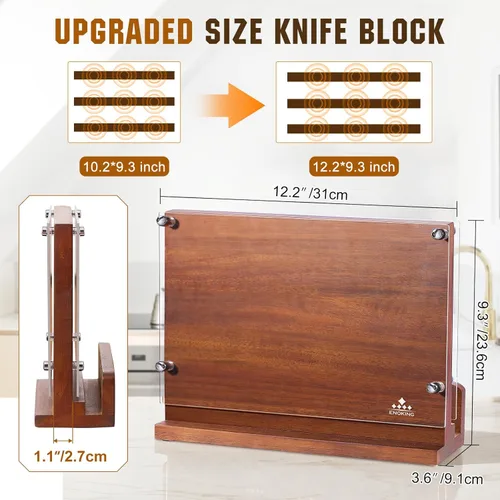 Miniatura 5 de ENOKING Bloque magnético para cuchillos con escudo acrílico de 12 x 9 pulgadas, soporte para cuchillos de cocina de doble cara sin cuchillos