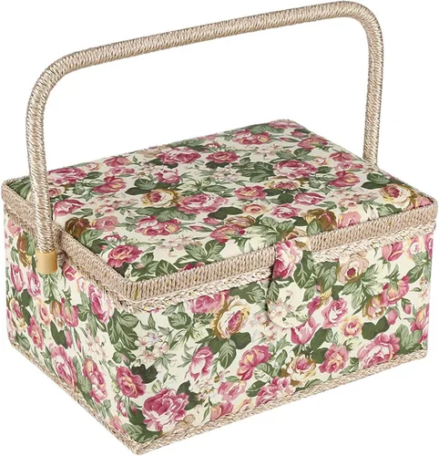 Miniatura 10 de Cesta de costura grande con accesorios, caja organizadora de costura para suministros de costura y herramientas de manualidades de bricolaje, regalo