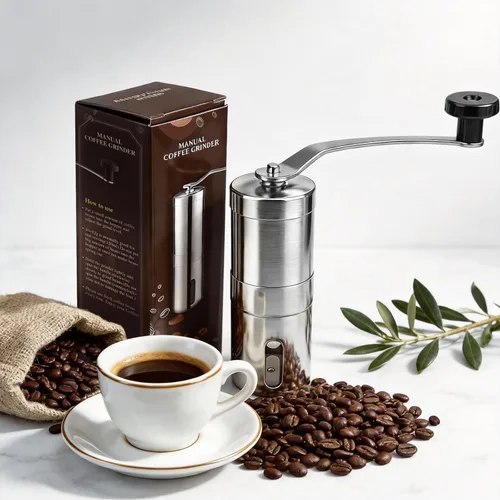 Miniatura 9 de Molinillo de café manual de acero inoxidable, molinillo portátil de manivela cónica para expreso, vertido, prensa francesa y campamento, molienda