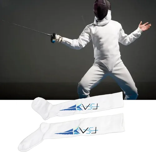 Miniatura 2 de Atyhao Medias de esgrima, calcetines de esgrima transpirables de algodón peinado grueso que absorben el sudor, elásticos para entrenamiento