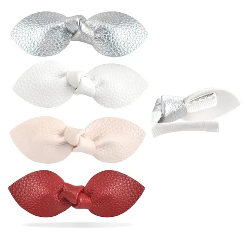 Miniatura 10 de Pinzas antideslizantes para el pelo de cocodrilo para niñas – Juego de 4 pinzas de pelo de conejo de piel sintética para niños pequeños y bebés