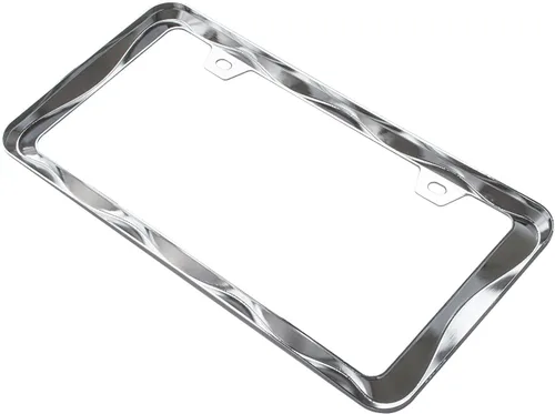 Miniatura 7 de creathome 3D - Marco para placa de matrícula con diseño de ondas, de aleación de zinc puro Cromo
