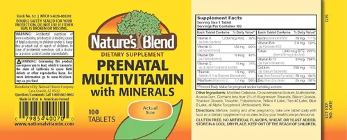 Miniatura 2 de Nature's Blend Fórmula prenatal multivitamínica 100 tabletas (1AA26)