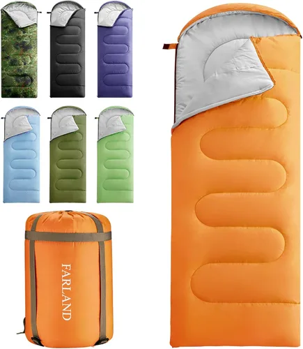 Miniatura 10 de FARLAND Sacos de dormir de 30 ℉ para adultos, adolescentes y niños con saco de compresión portátil y ligero para campamento de 3 a 4 estaciones