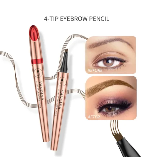 Miniatura 6 de Lápiz de cejas negro Liquid Microblading. Resistente al agua, de larga duración, natural, pluma de cejas con punta de horquilla de 4 puntos