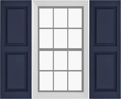 Persianas de vinilo de panel elevado Pontiac Trail (1 par) | 14.5"x31" - Cielo de noche azul marino | Persianas de ventana para exteriores | Incluye