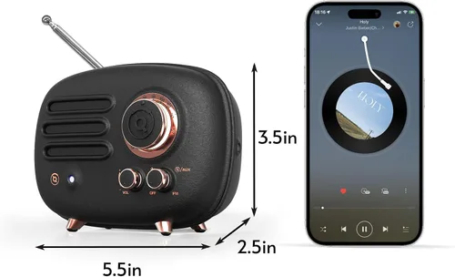 Miniatura 7 de Muzen Altavoz Bluetooth de radio, radio de metal pequeña Wild Radiooo, altavoces inalámbricos portátiles, radio FM recargable, carcasa exterior