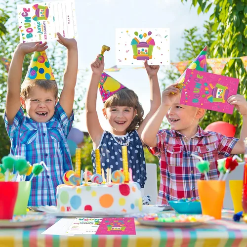 Miniatura 5 de Nezyo 30 invitaciones de cumpleaños de Bounce House, invitaciones de fiesta de salto, tarjeta de invitación para fiesta de cumpleaños, graduación