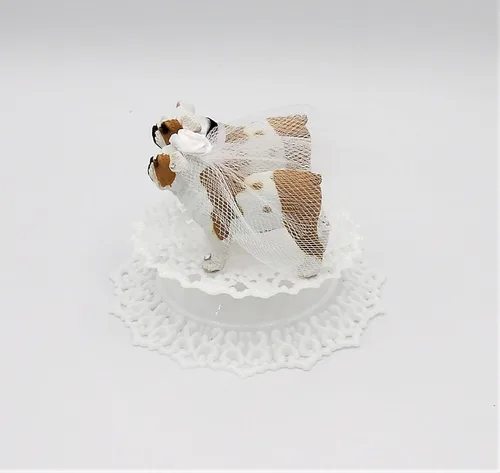Miniatura 2 de Decoración para pastel de boda de novia y novio de Bulldog Inglés