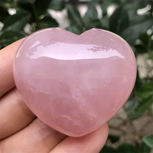 Miniatura 2 de Fekuar Piedra de palma de bolsillo de corazón de cuarzo rosa natural, cristal curativo, romántico amor, piedras de preocupación de energía, Cristal
