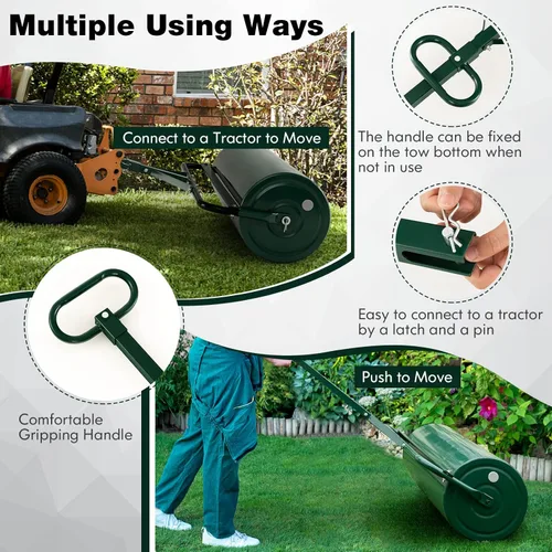 Miniatura 7 de COSTWAY Empuje/remolque del rodillo del césped detrás de un rodillo del tambor del césped del tractor para la granja del parque de la yarda del Verde