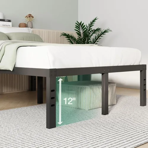 Miniatura 4 de Novilla Base de cama tamaño Queen, base de cama con plataforma de metal de 14 pulgadas tamaño Queen con espacio de almacenamiento debajo de la cama