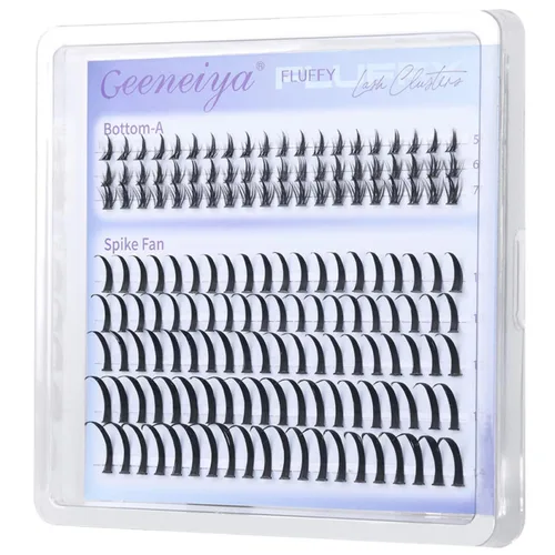 Miniatura 11 de Geeneiya Kit de racimos de pestañas de 5 estilos, extensiones de racimos de pestañas de volumen/mega/completo/inferior con adhesivo de pestañas