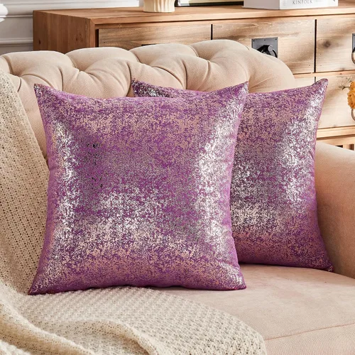 Miniatura 29 de JELLYMONI Juego de 2 fundas de almohada decorativas brillantes, fundas de almohadas decorativas con purpurina dorada de 16 x 16 pulgadas para sala