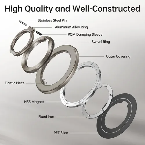 Miniatura 7 de SYNCWIRE Soporte de Anillo Magnético para Teléfono para MagSafe, Soporte de Agarre para Teléfono Celular con Rotación de 360°, Anillo para Dedo