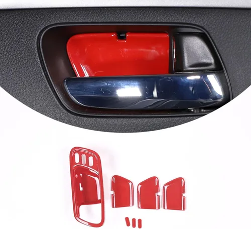 Para Honda Pilot 2016-2022, Ridgeline 2017-2023, Passport 2019-2023 ABS 2019-2023 manija interior borde del cuenco interior marco exterior tira Rojo