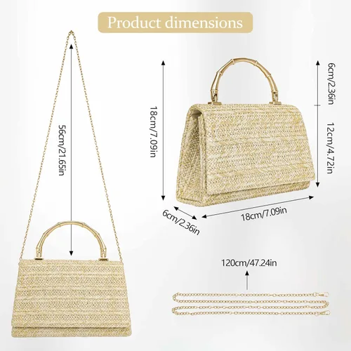 Miniatura 5 de Larcenciel Bolsos de noche para mujer, bolso de mano de noche con asa superior con purpurina con cadena para fiesta, graduación, boda, cóctel club