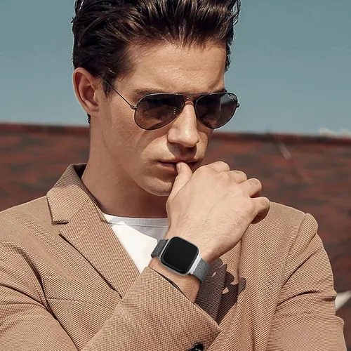 Miniatura 4 de Maledan Correa de metal compatible con Fitbit Versa 2 correas para hombres y mujeres, accesorios de repuesto de malla de acero inoxidable ajustable
