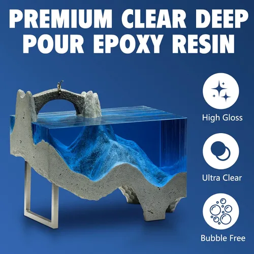Miniatura 2 de Shabebe Resina epoxi de vertido profundo de 1.5 galones, kit de resina epoxi transparente de 2 a 4 pulgadas de profundidad con mezclador, sin