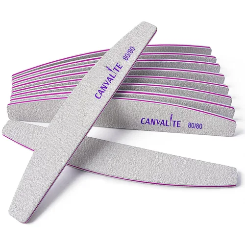 Canvalite - 10 unidades de limas de uñas de 80/80 granos, limas de uñas para acrílico, herramientas de estilo de uñas para uso doméstico y