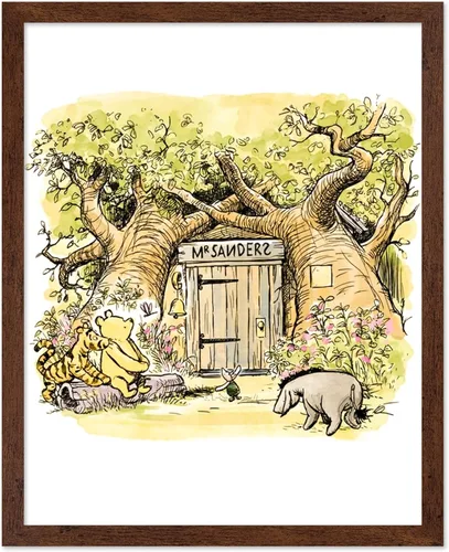 Miniatura 16 de Poster Master Póster de ilustración vintage, impresión de paisaje retro, regalo para bebé, niño, mapa de madera de 100 acres, oso, cerdo, animal
