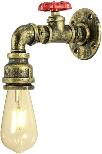 Miniatura 8 de Kawell Lámparas de pared vintage industriales retro lámpara de pared creativa tubo de agua lámpara de pared hierro arte E26 60W Max para dormitorio
