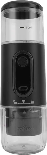 Zunate Cafetera portátil, cafetera de viaje compatible con café molido y cápsulas para viajes, camping, senderismo, pesca, picnic y trabajo (negro)
