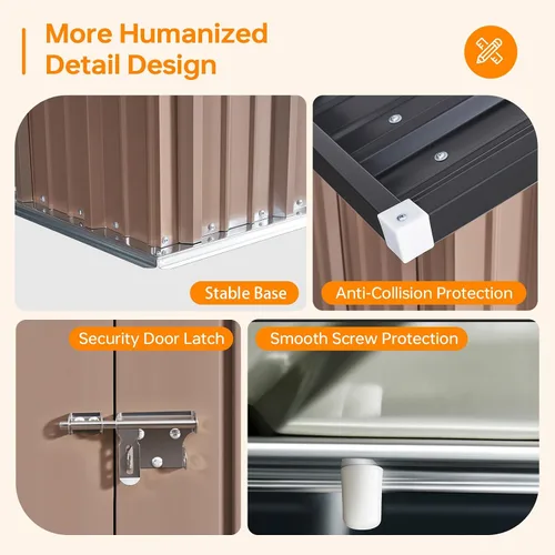 Miniatura 5 de Cobertizo de almacenamiento para exteriores de 5 x 3 pies, cobertizo de herramientas de jardín de metal con techo inclinado y puerta con cerradura