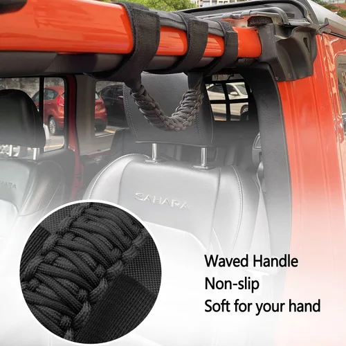 Miniatura 5 de 4 asas de agarre de barra enrollable para Jeep Wrangler YJ TJ JK JKU JL JLU Sports Sahara Freedom Rubicon Unlimited X Gladiator JT 1955-2022 UTV ATV