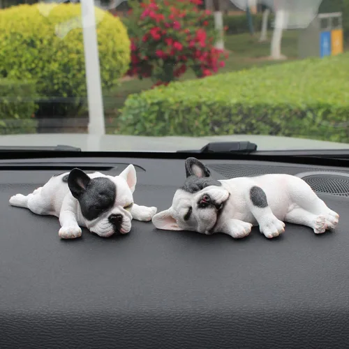 Miniatura 8 de Figura de bulldog francés durmiendo, estatua creativa de bulldog de resina, linda escultura de bulldog para decoración del hogar y la oficina