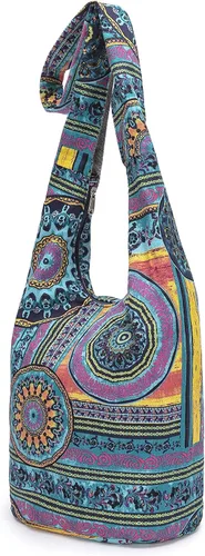Miniatura 192 de Bolsa de hombro para mujer, de lona en estilo hippie/bohemio para llevar cruzada al hombro, disponible en diferentes colores y estampados