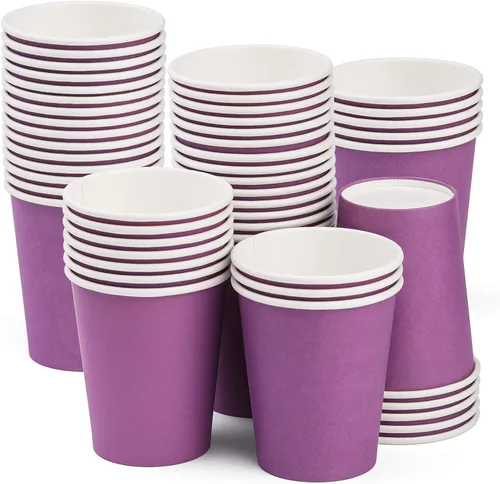 Miniatura 15 de Vasos de papel de 8 onzas, paquete de 25 unidades, vasos de café de papel desechables, para bebidas calientes o frías, para Halloween, fiestas, Negro