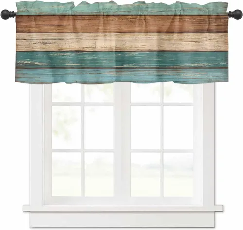 Miniatura 26 de Cenefa de cortina con lazo rojo de Navidad para ventanas, sala de estar, cocina, baño, granja, bolas de Navidad de acuarela con diseño de bayas