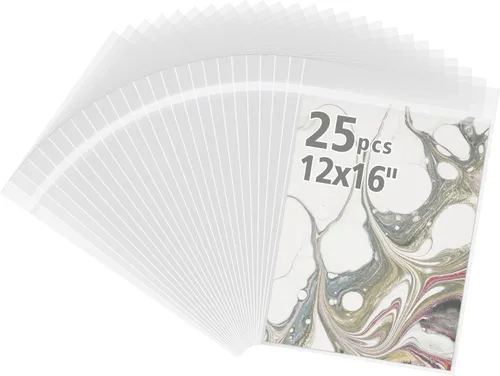 Miniatura 13 de Frametory, paquete de 25 bolsas de plástico transparentes sin ácido de 13 7/16" x 19 1/4", bolsas de cristal autoadhesivas para impresiones de arte
