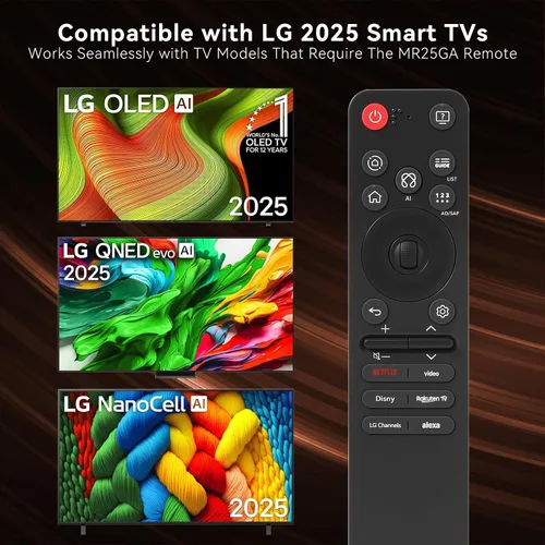 Miniatura 4 de Control remoto por voz Bluetooth MR25GA (AKB76046602) para televisores LG 2019 a 2025, control de voz AI con puntero y Alexa, control remoto