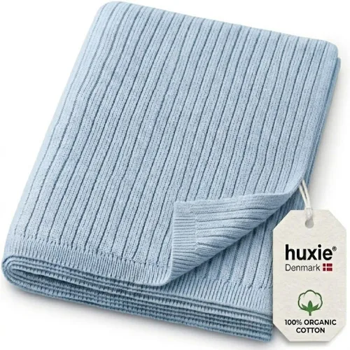 Miniatura 32 de Manta de algodón orgánico de 30 x 40 pulgadas, mantas de punto Pointelle para niños y niñas, manta ligera y suave para bebés (azul bebé)