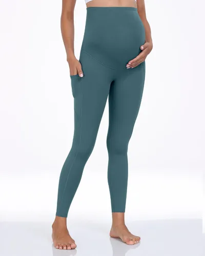 Miniatura 40 de WHOUARE Leggings de maternidad sobre el vientre con bolsillos para mujer, cintura alta, entrenamiento, pantalones de yoga