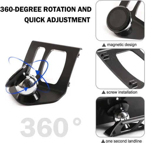 Miniatura 6 de Soporte giratorio para teléfono celular de 360 grados Soporte para teléfono móvil Negro (imán) para BMW Serie 5 F11 F10 F07 2010-2016 (negro)